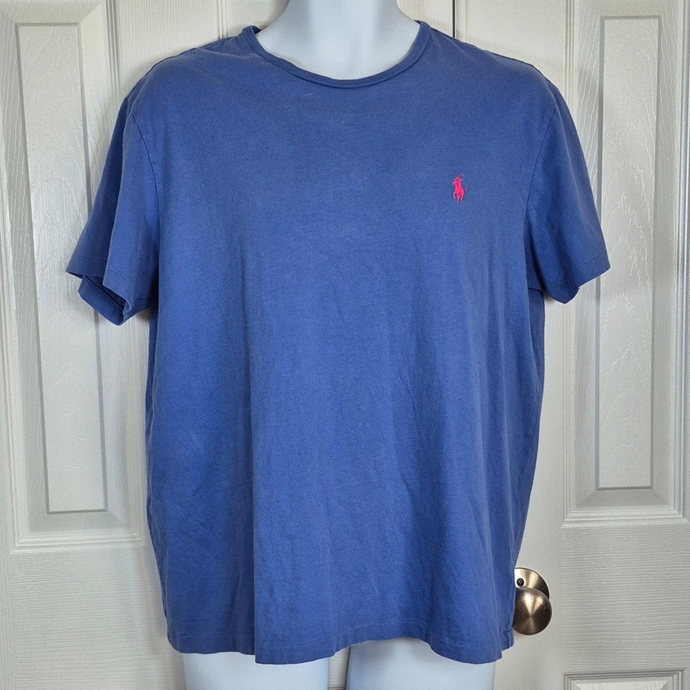 Vintage Polo Ralph Lauren single stitch Custom Fit blue tee‎ shirt mens medium